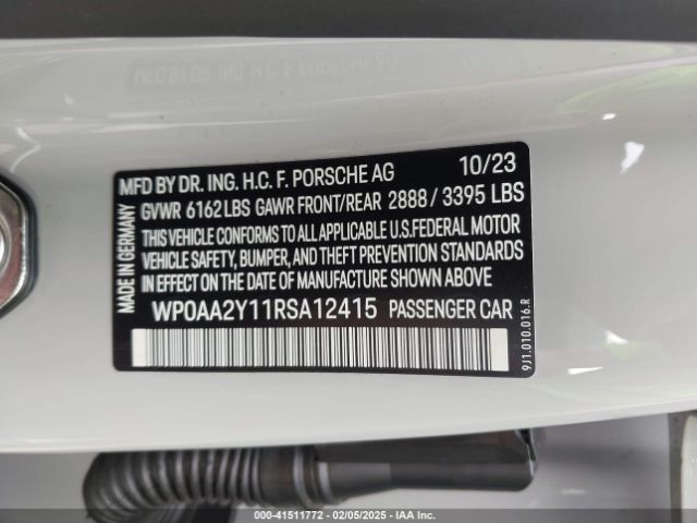 WP0AA2Y11RSA12415 Porsche Taycan