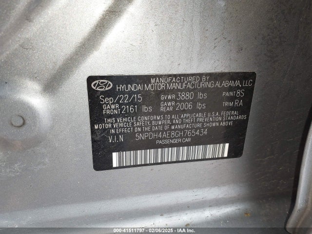 Hyundai ELANTRA SE 2016 5NPDH4AE8GH765434 Image 9
