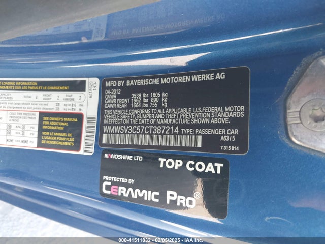2012 MINI COOPER S WMWSV3C57CT387214 Photo 8