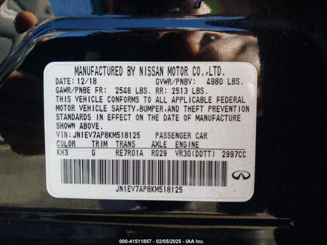 JN1EV7AP8KM518125 Infiniti Q50 3.0t Luxe