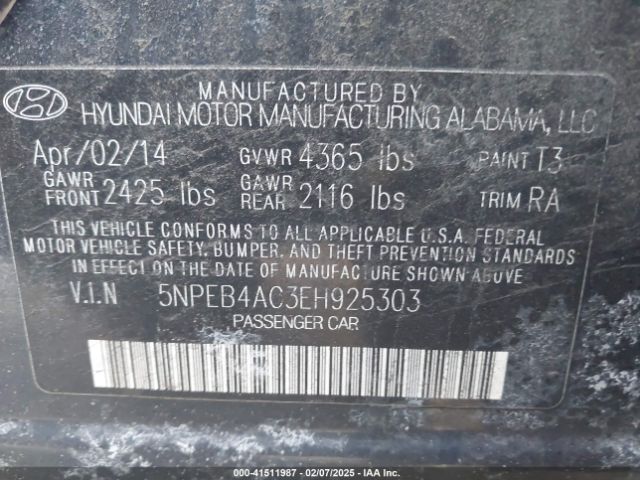 5NPEB4AC3EH925303 Hyundai gamma