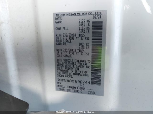 5N1BT3BB0RC690744 Nissan Rogue Sv Intelligent Awd