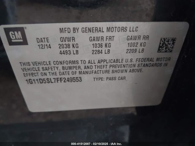 1G11D5SL7FF249553 Chevrolet MALIBU 2LT