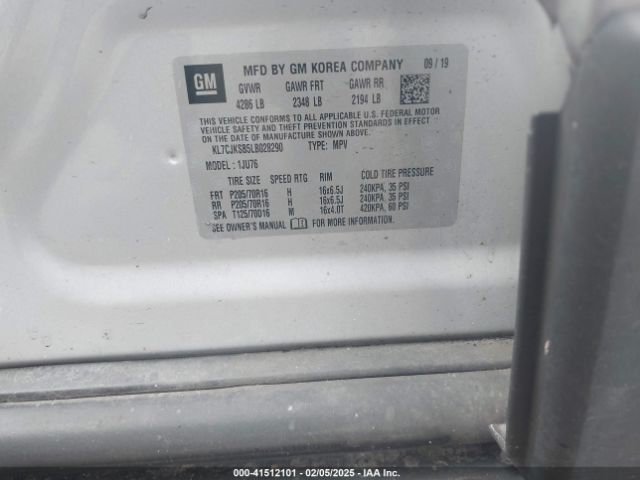 KL7CJKSB5LB028290 Chevrolet Trax Fwd Ls