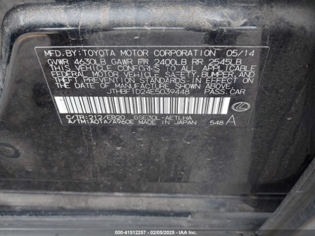 JTHBF1D24E5039448 Lexus IS 250