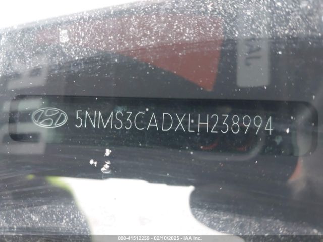 5NMS3CADXLH238994 Hyundai Santa Fe Sel