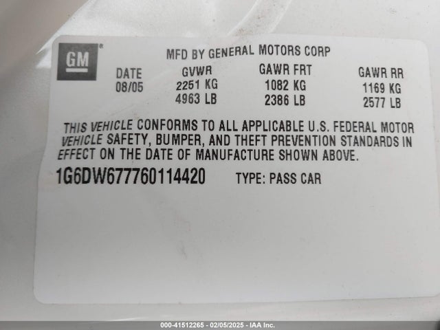 2006 CADILLAC STS 1G6DW677760114420 Photo 8