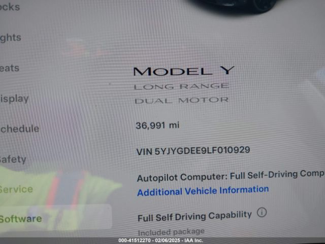 5YJYGDEE9LF010929 Tesla Model Y Long Range Dual Motor All-wheel Drive