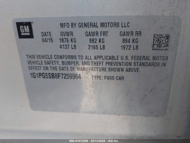 1G1PG5SB8F7259964 Chevrolet CRUZE LTZ
