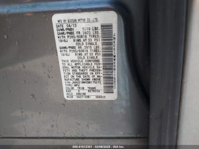 2013 INFINITI FX37 JN8CS1MW0DM175072 Photo 8