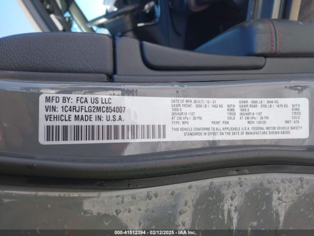 1C4RJFLG2MC854007 Jeep Grand Cherokee Trailhawk 4x4