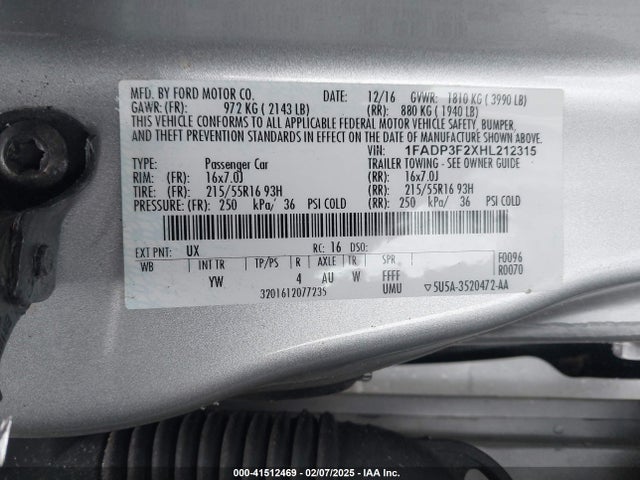 Ford FOCUS SE 2017 1FADP3F2XHL212315 Image 9