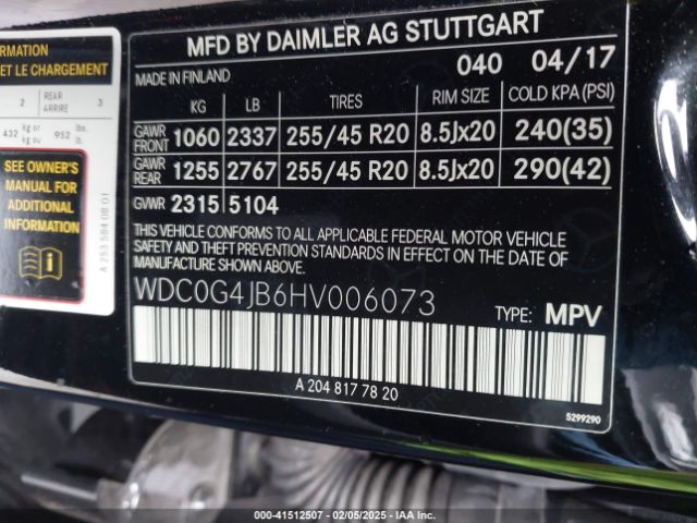 WDC0G4JB6HV006073 Mercedes-Benz GLC 300