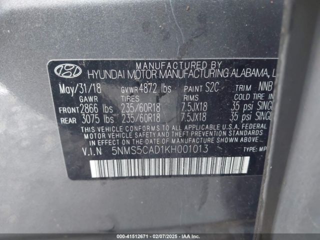 5NMS5CAD1KH001013 Hyundai Santa Fe Ultimate