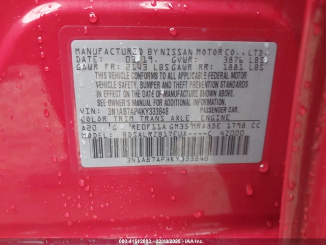 3N1AB7AP4KY333848 Nissan SENTRA SR