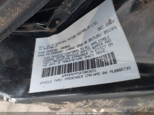 2004 MITSUBISHI DIAMANTE 6MMAP87P54T003651 Photo 8