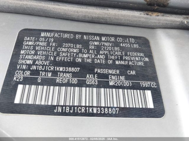 JN1BJ1CR1KW338807 Nissan Rogue Sport S