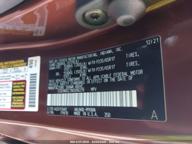 5TDYRKEC1NS096278 Toyota SIENNA XLE