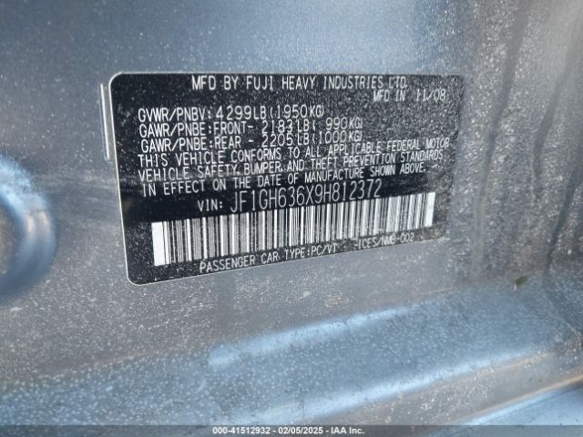 2009 SUBARU IMPREZA OUTBACK SPORT JF1GH636X9H812372 Photo 8