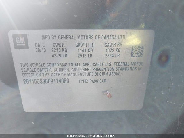 Chevrolet IMPALA 2LZ 2014 2G1155S38E9174060 Image 9