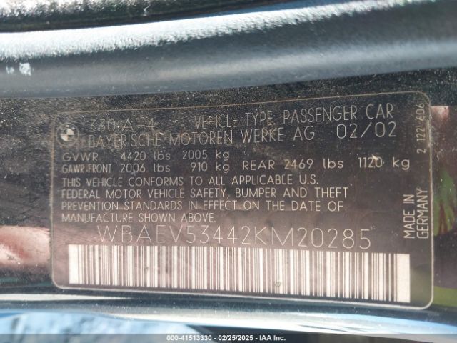 2002 BMW 3 SERIES WBAEV53442KM20285 Photo 8