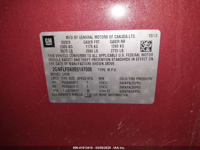 Chevrolet EQUINOX 1LT 2014 2GNFLFEK8E6147008 Image 9