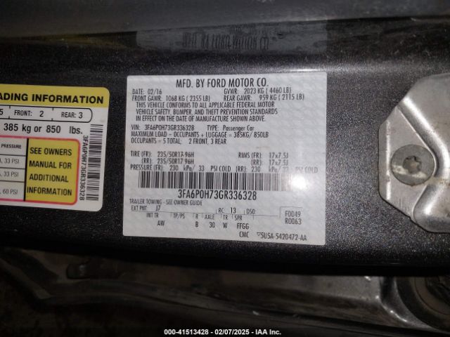 3FA6P0H73GR336328 Ford FUSION SE