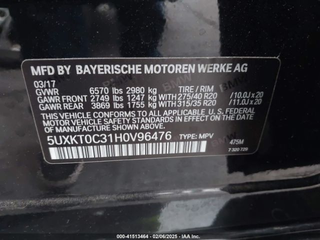 5UXKT0C31H0V96476 BMW X5 Edrive Xdrive40e Iperformance