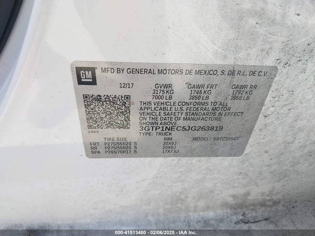 3GTP1NEC5JG263819 GMC Sierra 1500 Slt