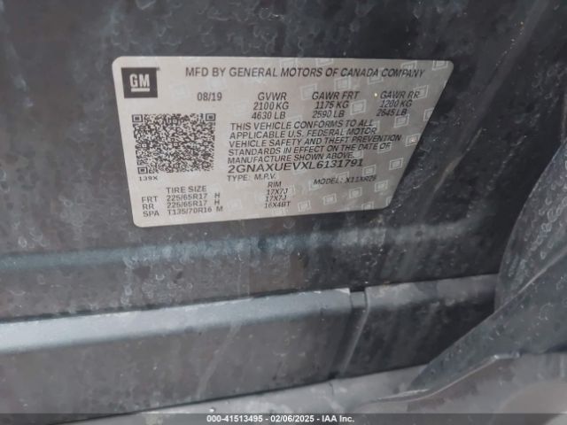 2GNAXUEVXL6131791 Chevrolet Equinox Awd Lt 1.5l Turbo
