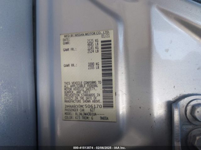1N4AA6CV3MC506170 Nissan Maxima Sv Xtronic Cvt
