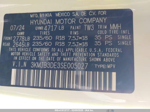 Hyundai TUCSON SEL 2025 3KMJB3DE3SE005027 Image 9