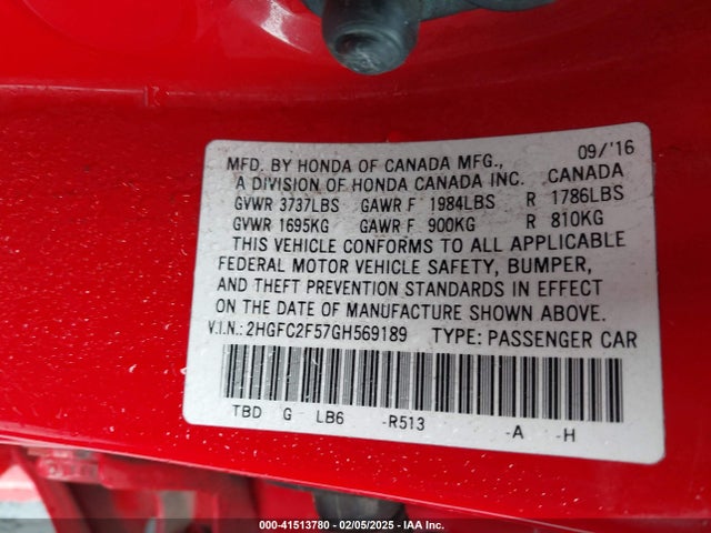 Honda Civic Lx 2016 2HGFC2F57GH569189 Image 8