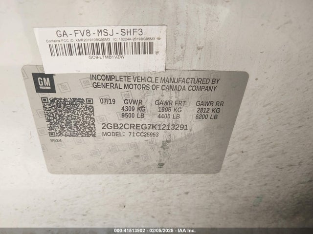2GB2CREG7K1213291 Chevrolet Silverado 2500hd Wt