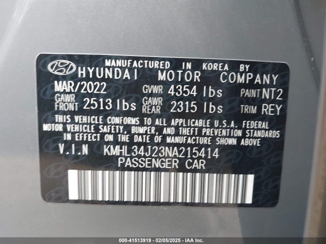 Hyundai Sonata Limited 2022 KMHL34J23NA215414 Image 9