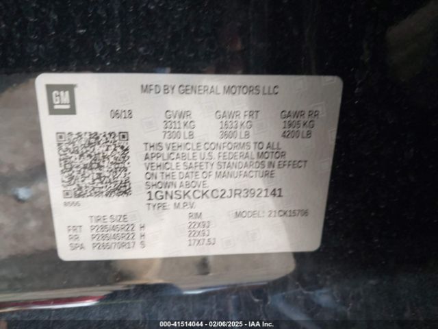 1GNSKCKC2JR392141 Chevrolet Tahoe Premier