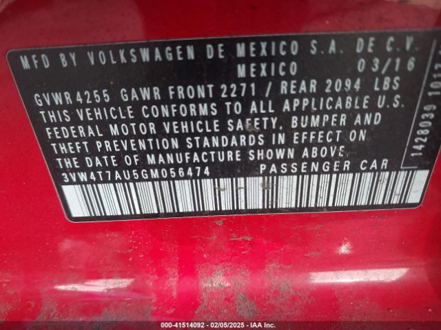 3VW4T7AU5GM056474 Volkswagen Golf Gti Se 4-door