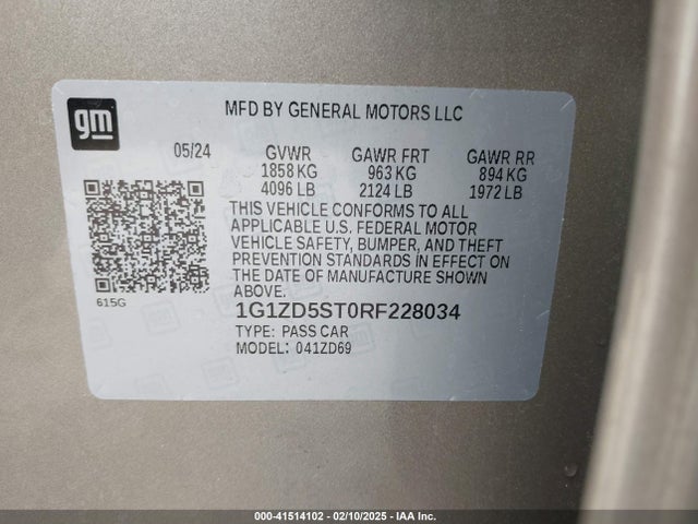 1G1ZD5ST0RF228034 Chevrolet Malibu Fwd 1lt