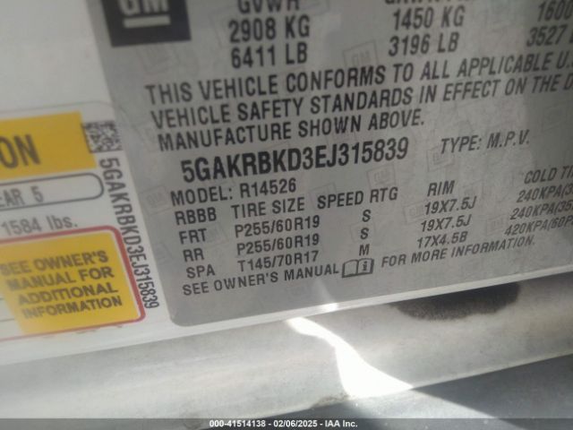 5GAKRBKD3EJ315839 Buick Enclave Leather