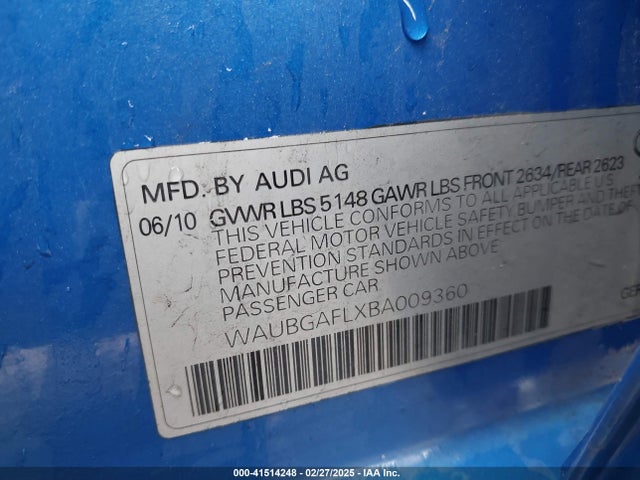 2011 AUDI S4 WAUBGAFLXBA009360 Photo 8
