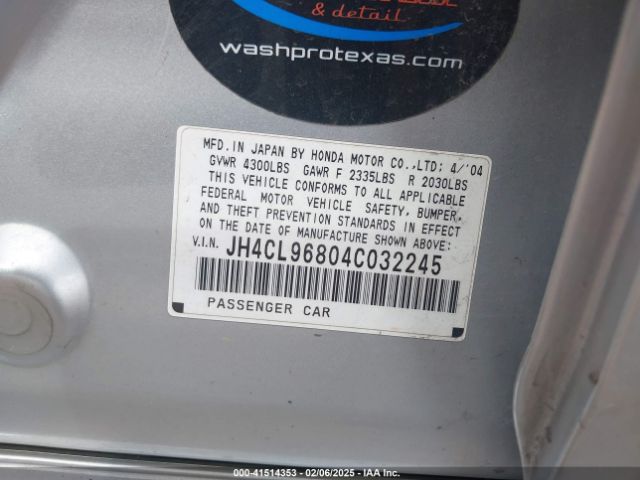 2004 ACURA TSX JH4CL96804C032245 Photo 8