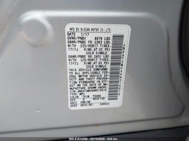JN8AT2MV4HW018818 Nissan ROGUE SV