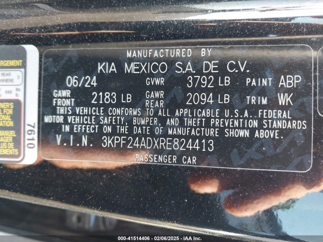 3KPF24ADXRE824413 KIA Forte Lxs