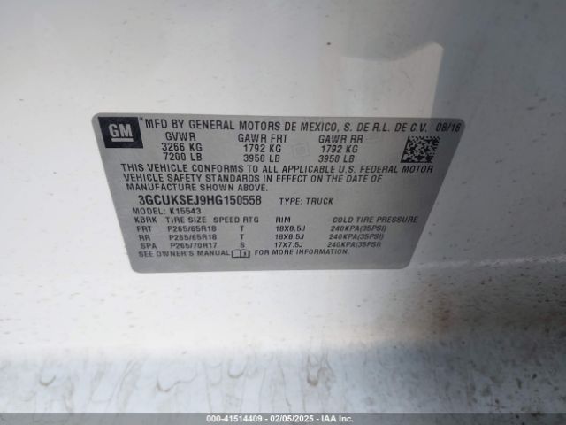 3GCUKSEJ9HG150558 Chevrolet Silverado 1500 2lz
