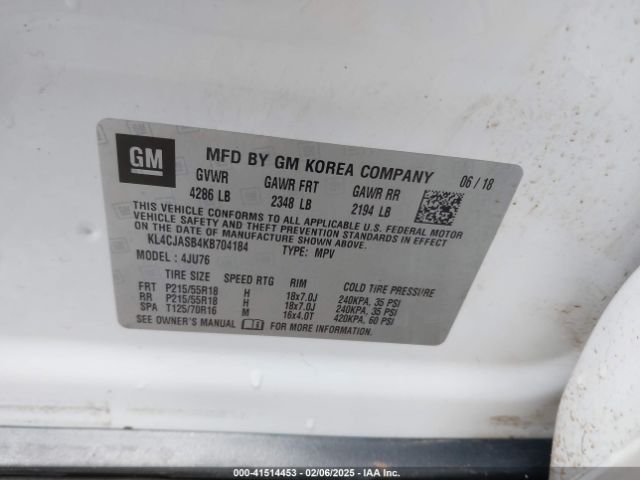 KL4CJASB4KB704184 Buick Encore Fwd Preferred