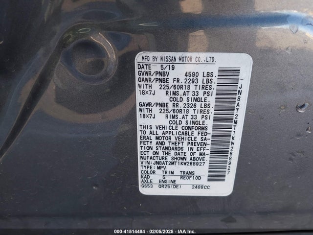 Nissan ROGUE SV 2019 JN8AT2MT1KW268927 Image 9