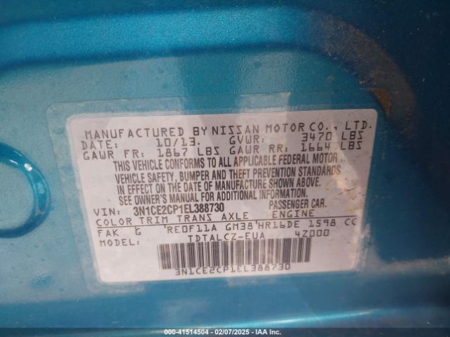 3N1CE2CP1EL388730 Nissan Versa Note S Plus