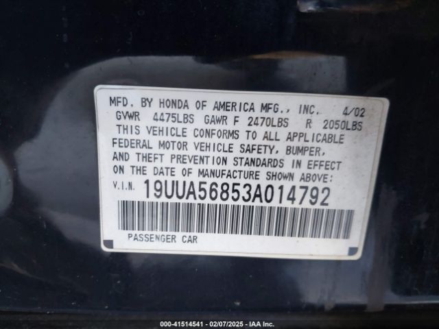 2003 ACURA TL 19UUA56853A014792 Photo 8