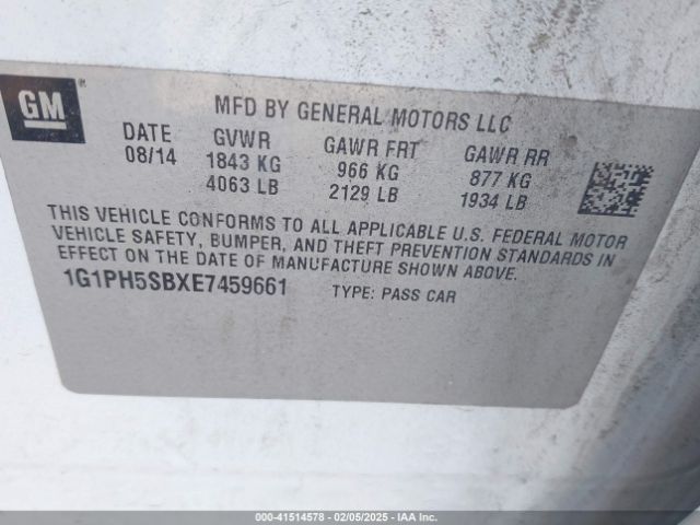 1G1PH5SBXE7459661 Chevrolet Cruze Eco Auto