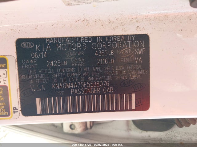KIA Optima Lx 2015 KNAGM4A75F5538076 Image 9